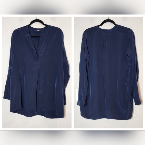 Vince Silk Tunic Pockets. Long Sleeve band collar. Size Small. - Picture 7 of 16